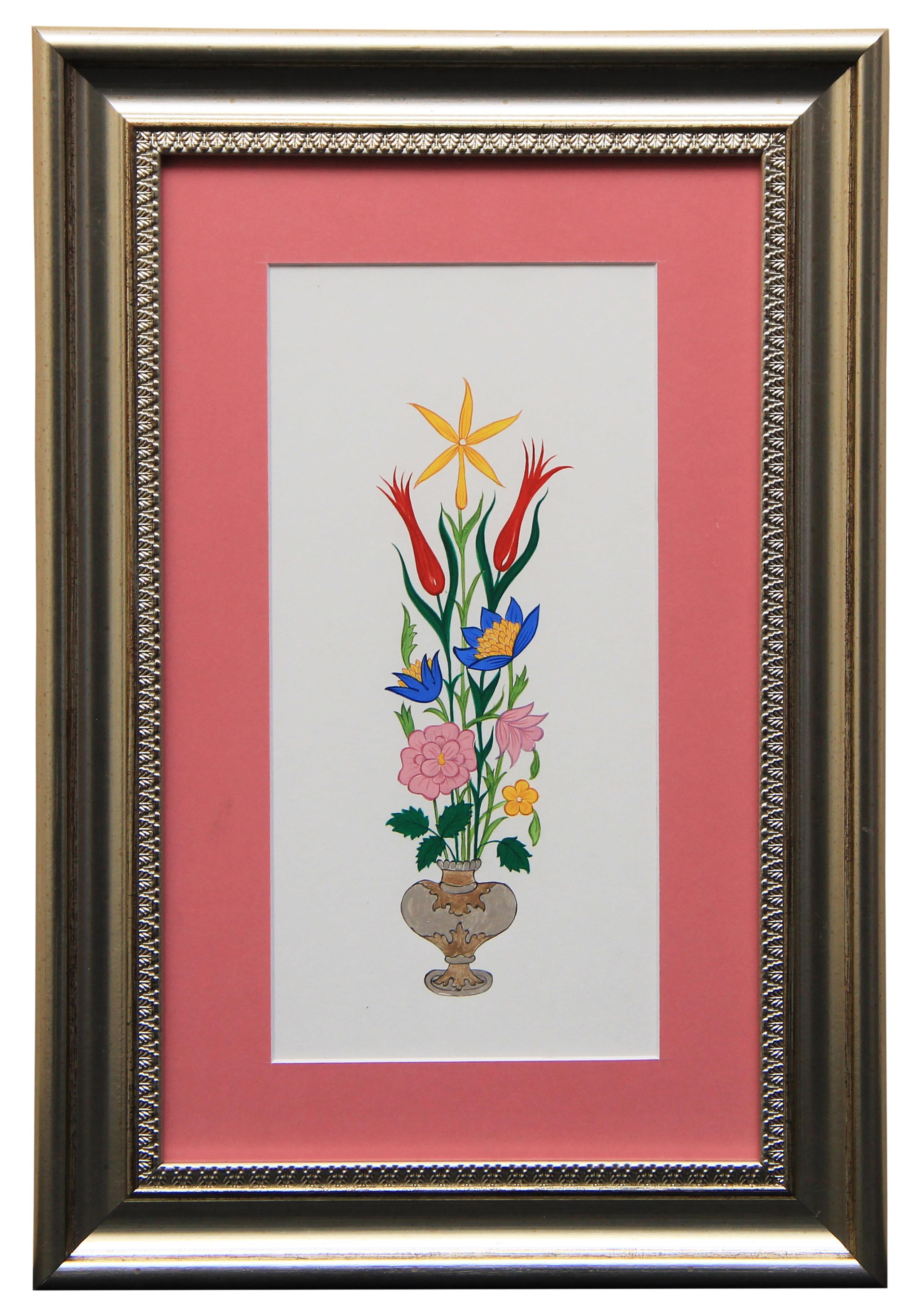 e38 EL İŞÇİLİĞİ VAZOLU BUKET TEZHİP TABLO 41 * 27 cm - 1791