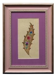 e38 EL İŞÇİLİĞİ YAPRAK MOTİFLİ TEZHİP TABLO 35 * 25 cm - 1823 - e38