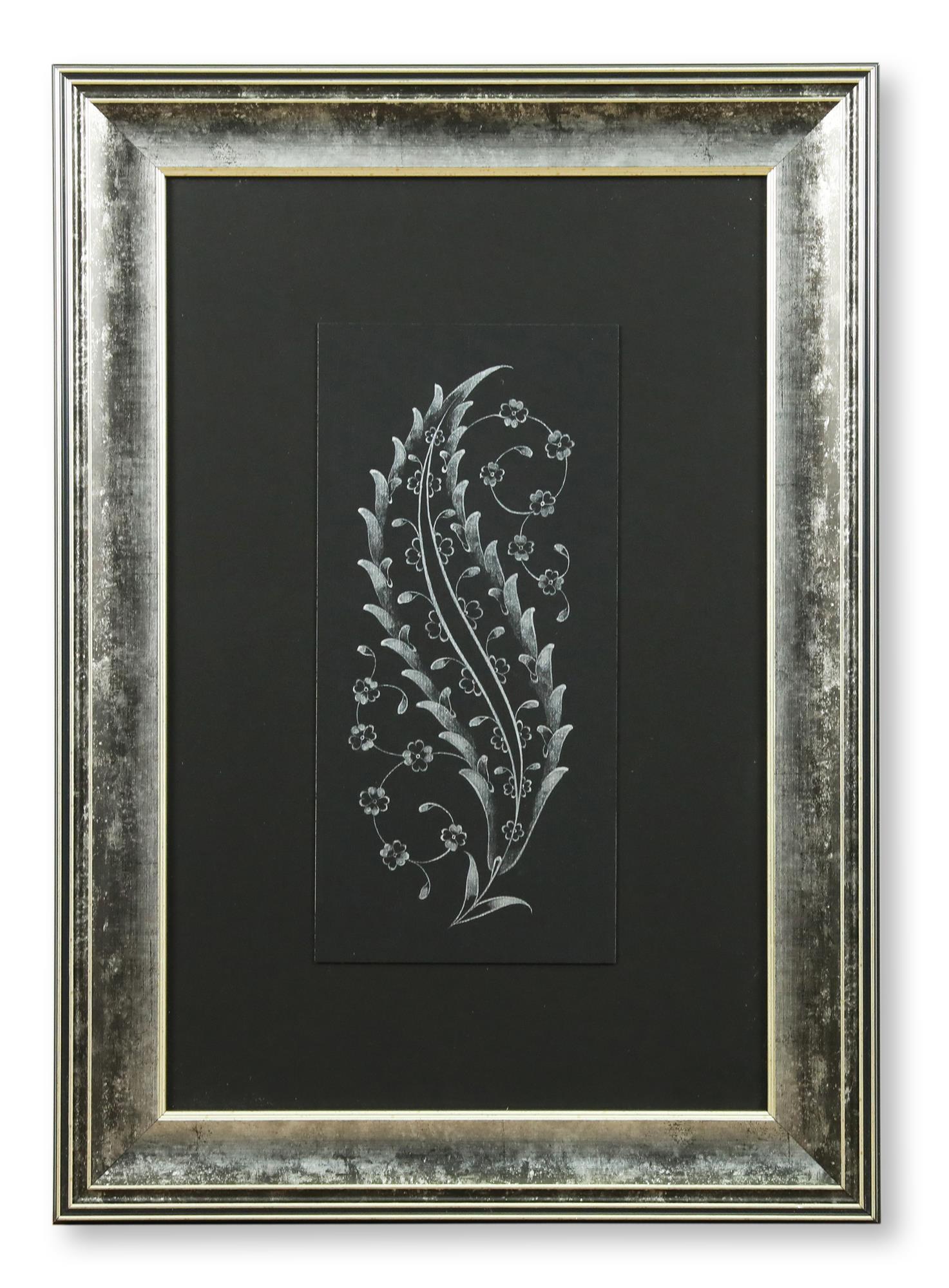 e38 EL İŞÇİLİĞİ YAPRAK MOTİFLİ TEZHİP TABLO 54*38 cm - 5114