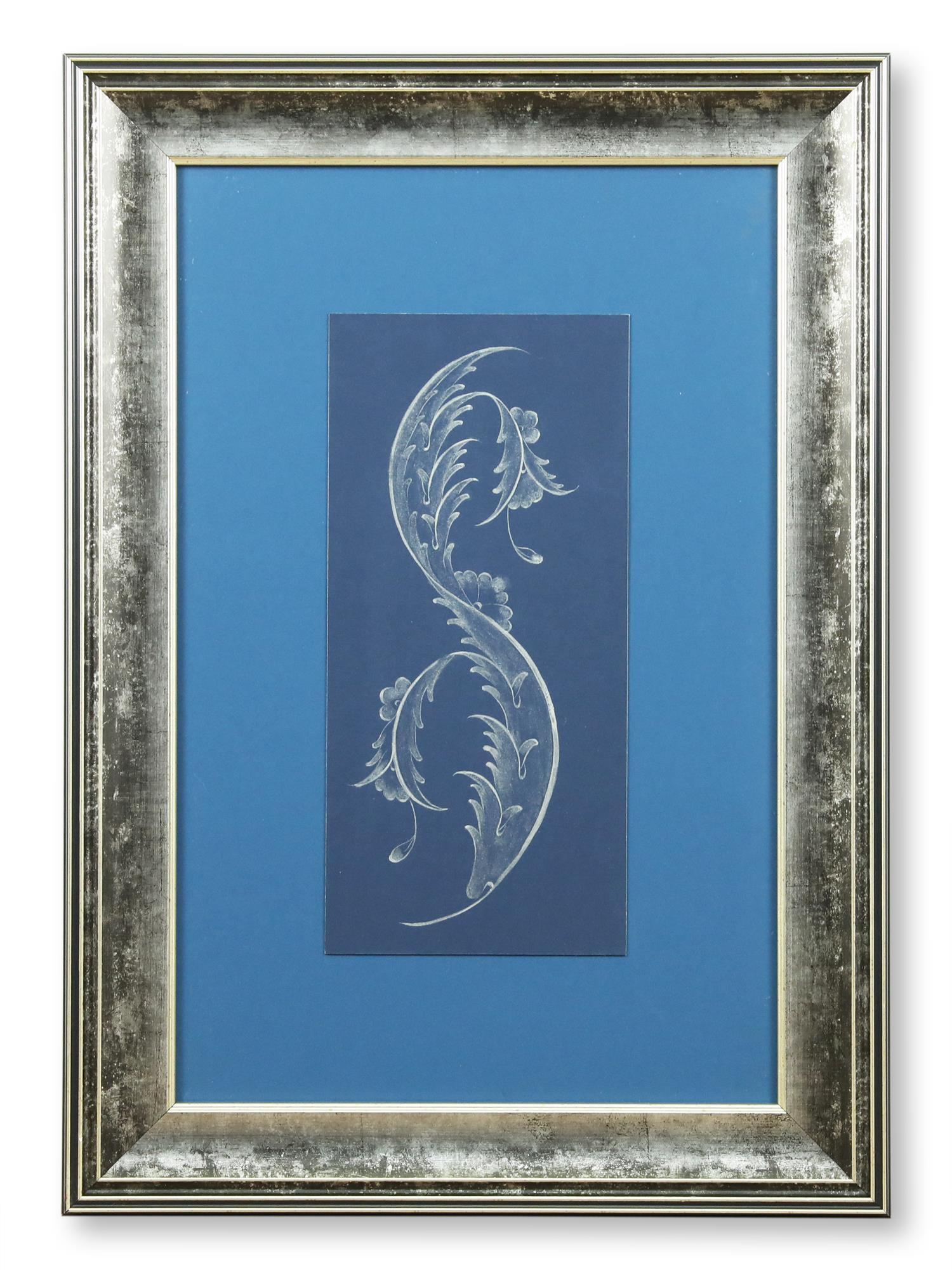 e38 EL İŞÇİLİĞİ YAPRAK MOTİFLİ TEZHİP TABLO 54*38 cm - 5113