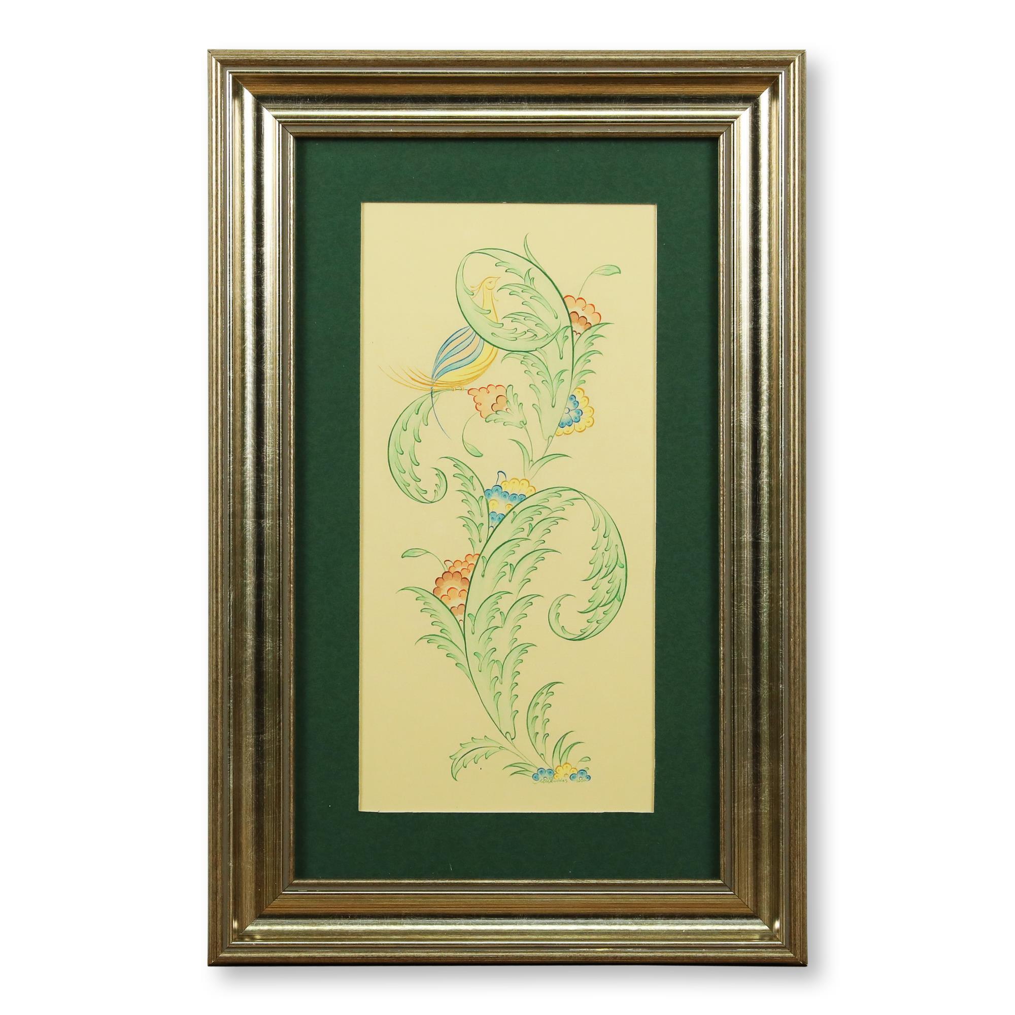 e38 EL İŞÇİLİĞİ YAPRAK MOTİFLİ TEZHİP TABLO 49*32 cm - 5104