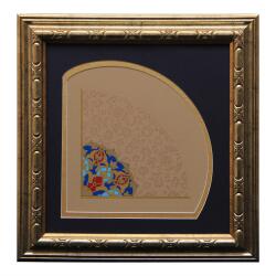 e38 EL İŞÇİLİĞİ YELPAZE FORMLU HALKÂR TABLO 42 x 41 cm - 3350 - e38